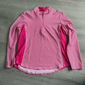 Tommy Bahama Pink and White Striped Long Sleeve Top